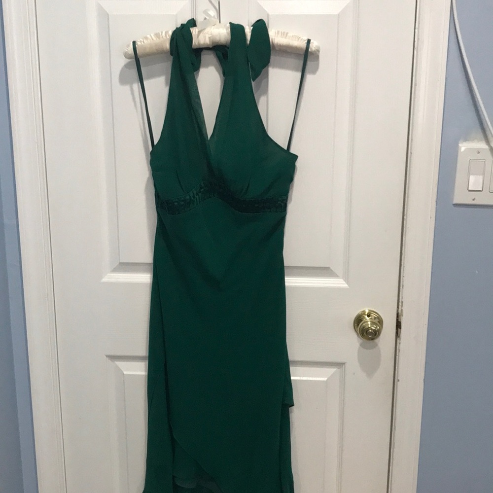 BCBG evergreen halter dress.